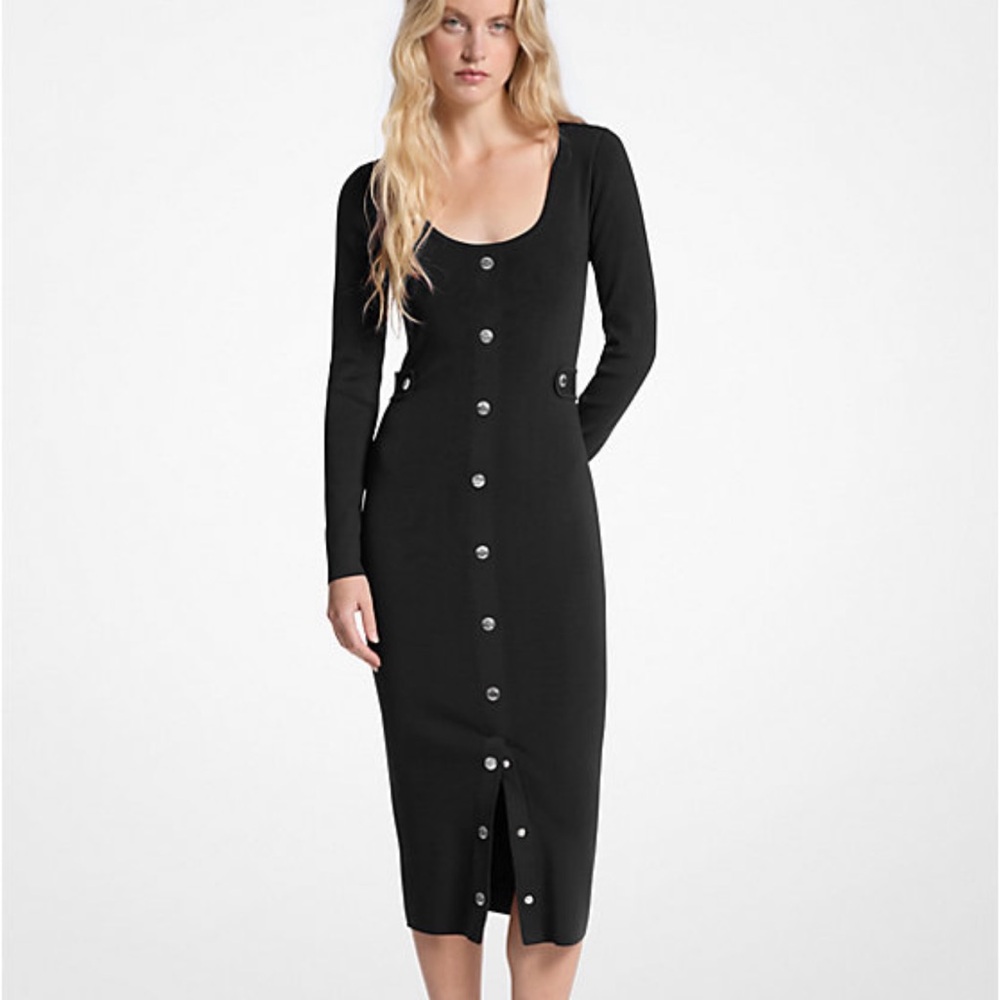 Michael Kors- Elegant Black Button-Down Dress